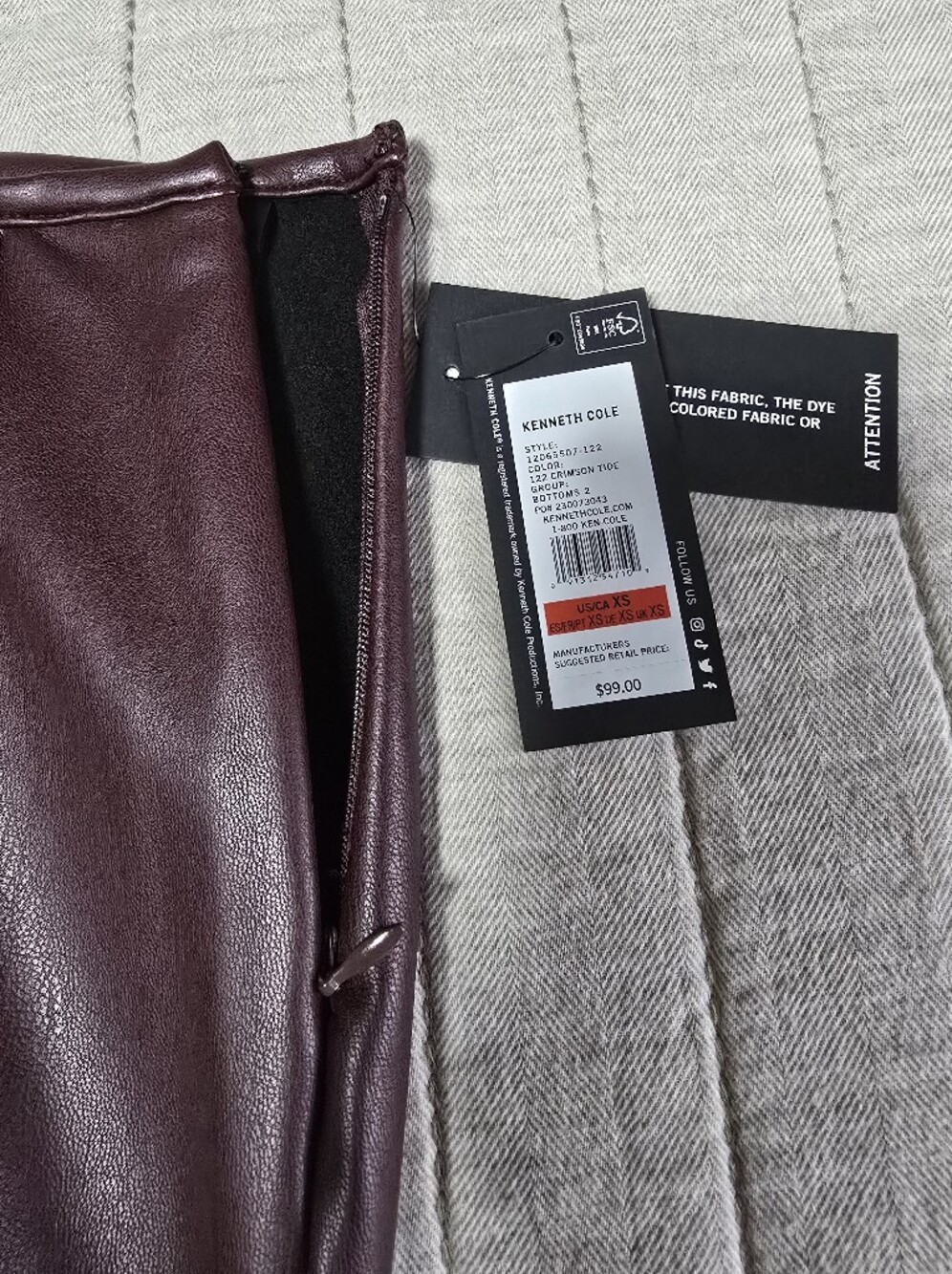 Kenneth Cole Faux Leather Pencil Skirt in Deep Burgundy - Picture 9 of 11